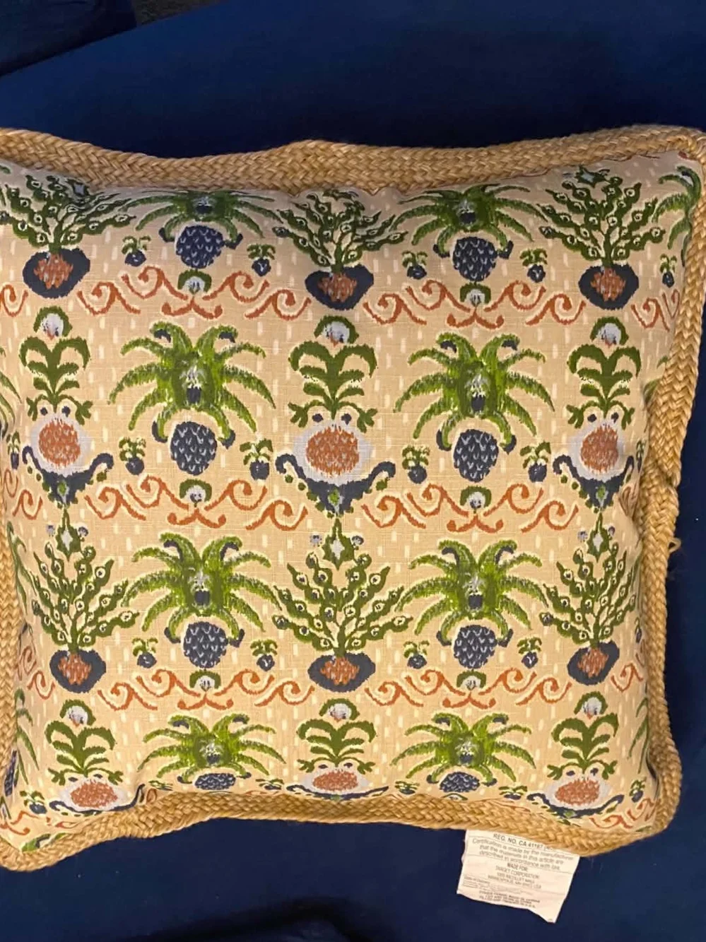 Threshold Multi-Color Ikat Trimmed Decorative Pillow - Green/Cream